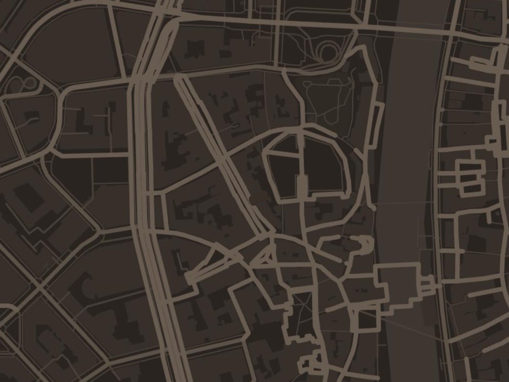 Street map of Zurich old town around Rennweg, with Rennweg 12 and the Apple Store marked