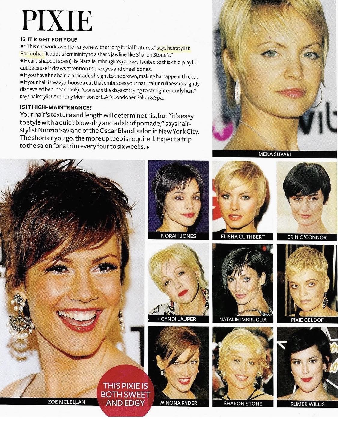 InStyle pixie cut guide quoting Asher